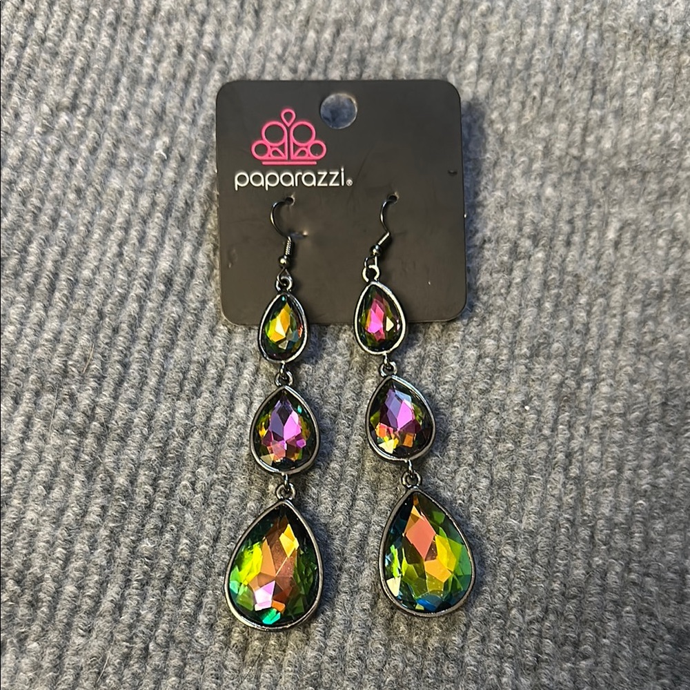 Paparazzi Green and Purple Teardrop Earrings